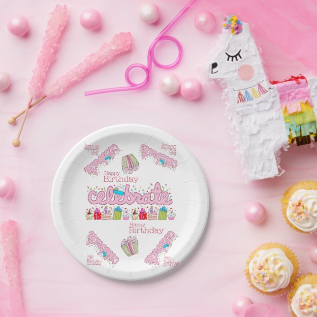 Happy Birthday Paper Tellers Celebrate Pink Pappteller (Party)