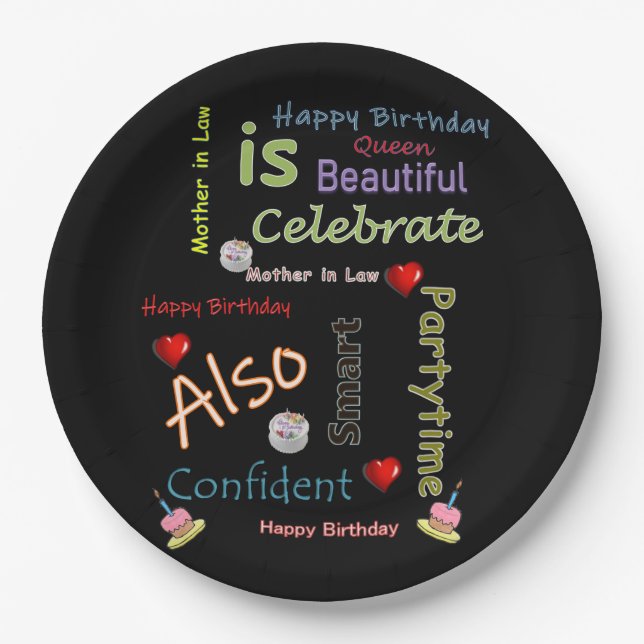 Happy Birthday Paper Tellers Mutter im Recht Pappteller (Vorderseite)