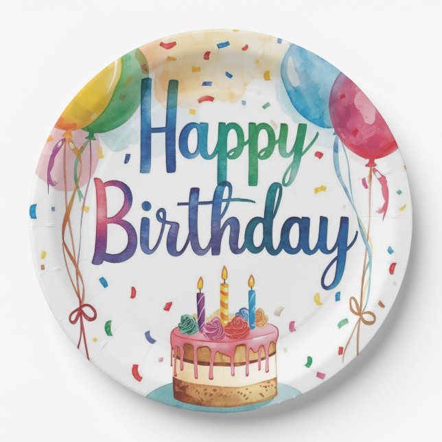 Happy Birthday Pappteller (Vorderseite)