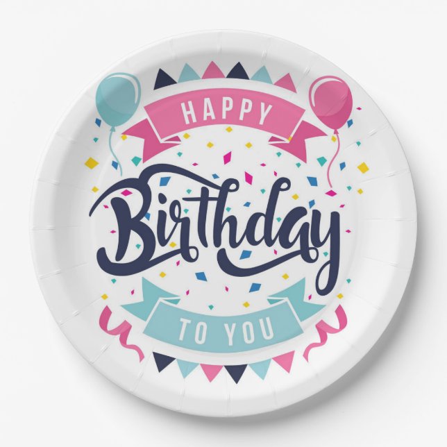 Happy Birthday Pappteller (Vorderseite)