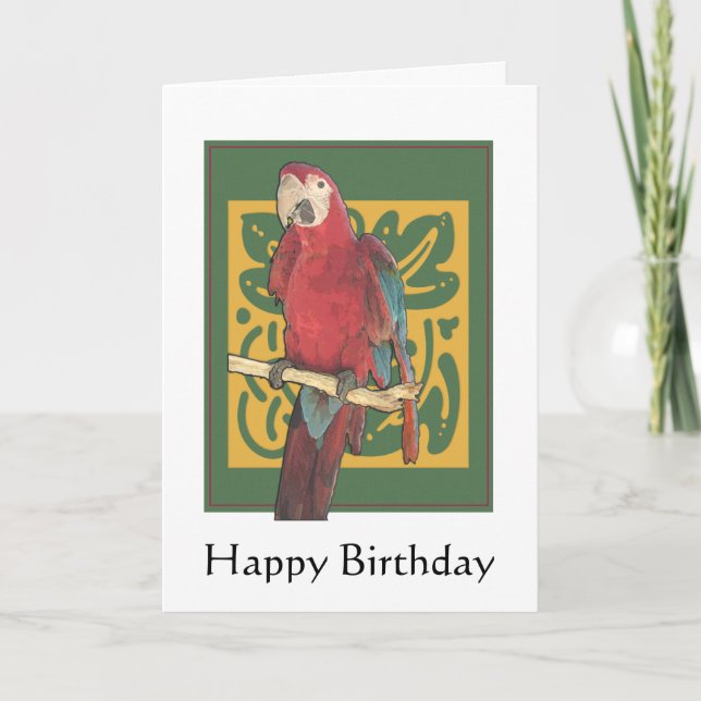 Happy Birthday Parrot Art Karte (Vorderseite)