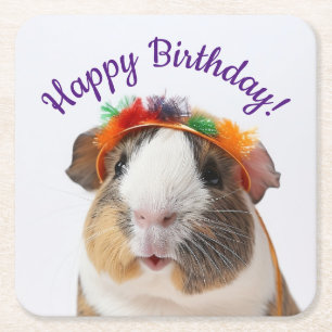 Happy Birthday - Party Animal Guinea Pig #2 Rechteckiger Pappuntersetzer