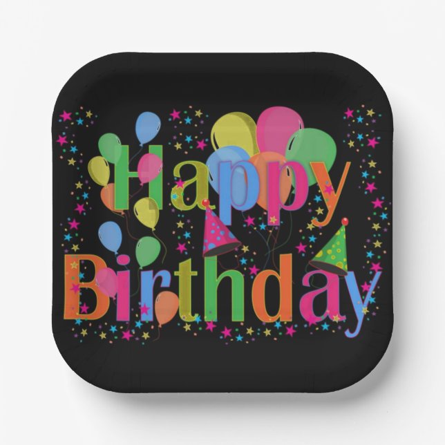 Happy Birthday Party Balloons Pappteller (Vorderseite)