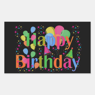Happy Birthday Party Balloons Rechteckiger Aufkleber