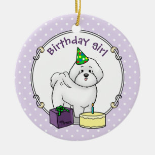Happy Birthday Party Bichon Frise Dog - Niedlich Keramik Ornament
