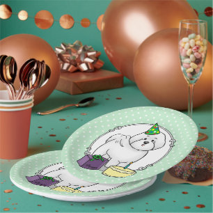 Happy Birthday Party Bichon Frise Dog - Niedlich Pappteller