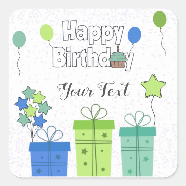 Happy Birthday Party Bunte Balloons Quadratischer Aufkleber (Vorderseite)