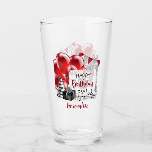 Happy Birthday Party Celebration Personalisiert Glas (Vorderseite)