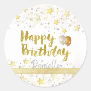 Happy Birthday Party Custom Gold Runder Aufkleber