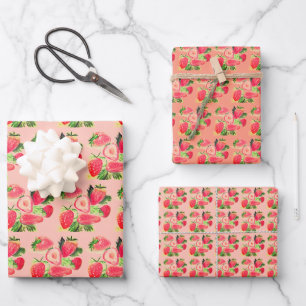 Happy Birthday Party Erdbeere Sommer Geschenkpapier Set