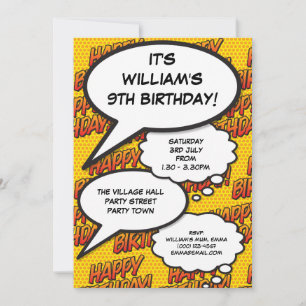 Happy Birthday Party Fun Comic Modernes  Einladung