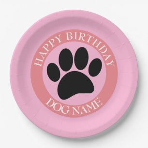 Happy Birthday Party für Hunde Pink Pappteller
