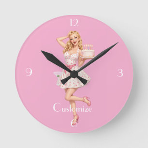 Happy Birthday Party Girl Thunder_Cove Runde Wanduhr