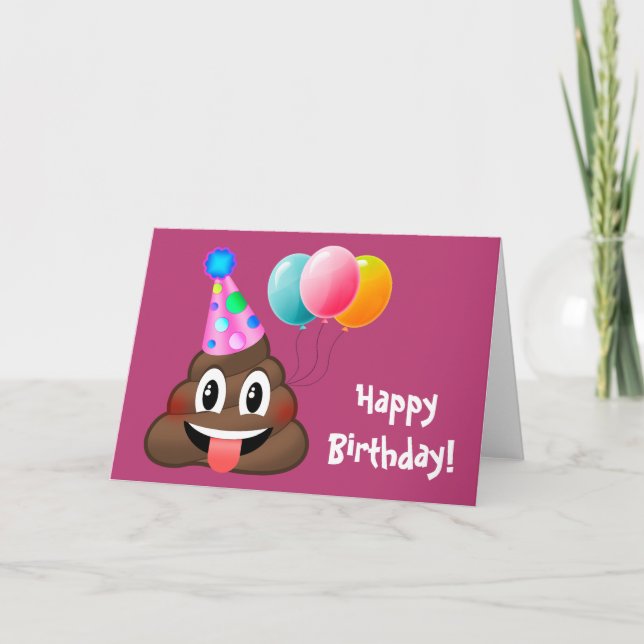 Happy Birthday Party Kacke Emoji Card Karte (Vorderseite)