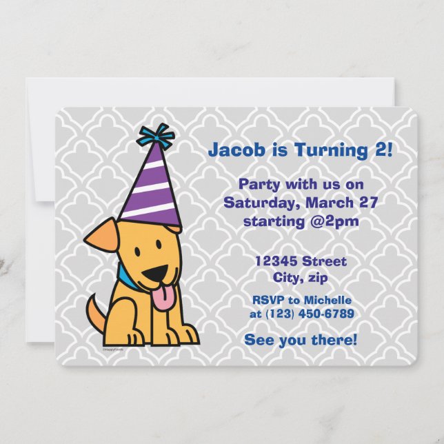 Happy Birthday Party Labrador Welpe Einladung (Vorderseite)