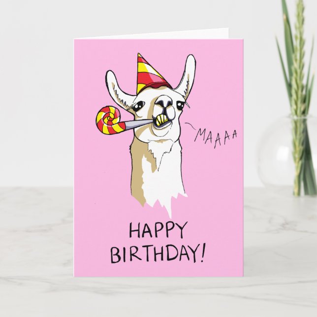 Happy Birthday Party Llama Card Karte (Vorderseite)