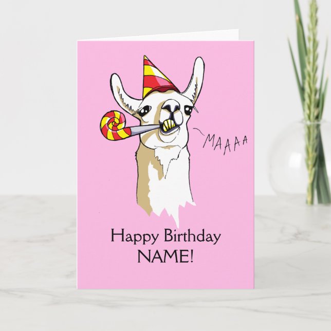 Happy Birthday Party Llama Card Vorlage anpassen (Vorderseite)