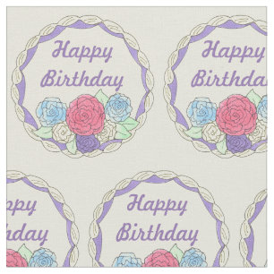 Happy Birthday Party Mattiert Cake Icing Roses Stoff
