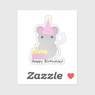 Happy Birthday Party Mouse Aufkleber