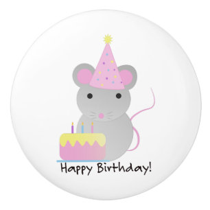 Happy Birthday Party Mouse Keramikknauf