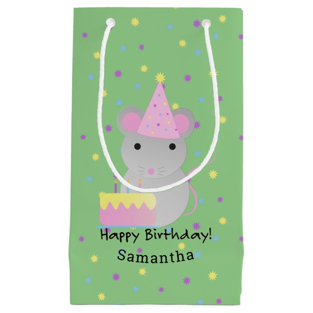 Happy Birthday Party Mouse Kleine Geschenktüte (Vorderseite)