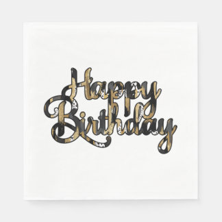 Happy Birthday Party Napkins Black und Tan Serviette