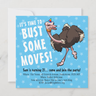 Happy Birthday Party Ostrich Tancing Cartoon Einladung