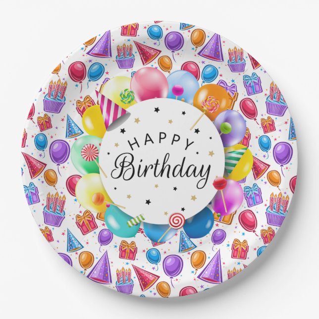 Happy Birthday Party Pappteller (Vorderseite)
