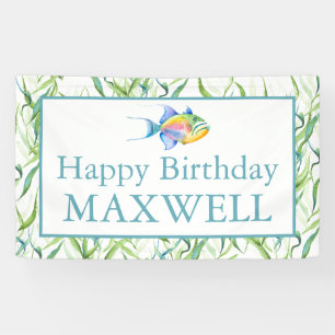 Happy Birthday Party Signs Boy Tropical Fish Banner