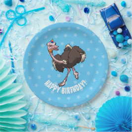 Happy Birthday Party Tanz Cartoon Ostrich Pappteller