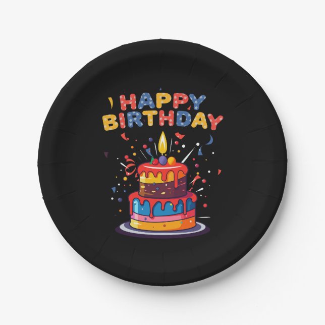 Happy Birthday Party Thema liefert Papier-Teller Pappteller (Vorderseite)