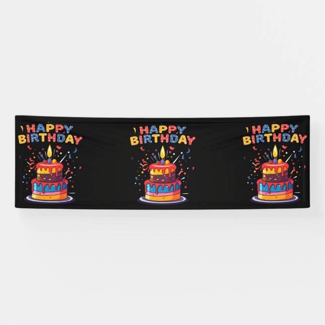 Happy Birthday Party Themenbedarf 2.5x8 Vinyl Banner (Horizontal)