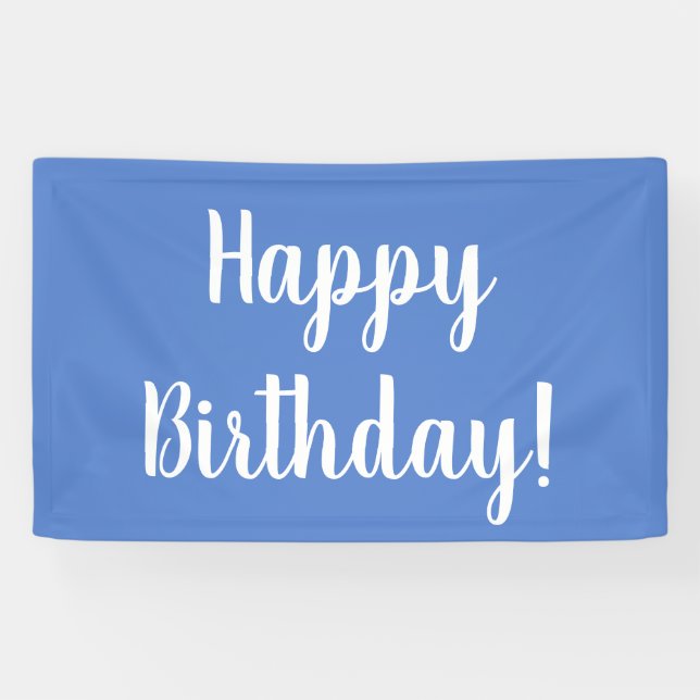Happy Birthday Pastel Blue White Geburtstagsparty Banner (Horizontal)