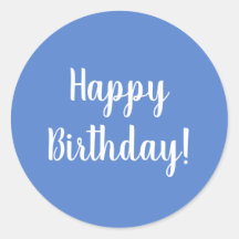 Happy Birthday Pastel Blue White Typografy
