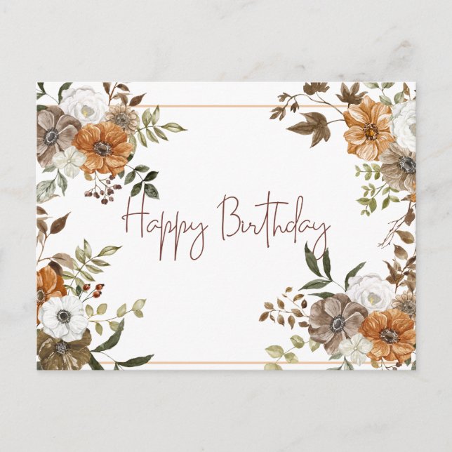 Happy Birthday Pastel Floral Botanical Arrangement Postkarte (Vorderseite)