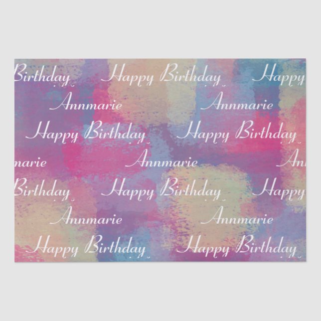 Happy Birthday Pastel Patchwork Tissue Paper Seidenpapier (Vorderseite)