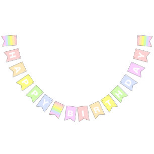 Happy Birthday Pastel Rainbow BUNTING FLAS Wimpelkette