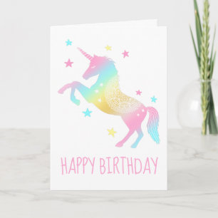 Happy Birthday Pastel Unicorn Karte