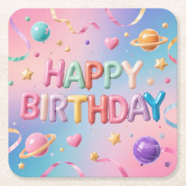 Happy Birthday Pastel Untersetzer
