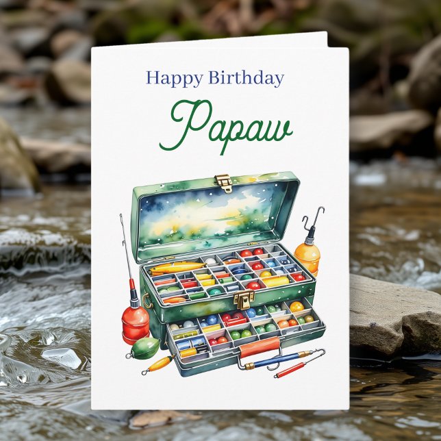 Happy Birthday Pawpaw | Fishing Tackle Box Karte (Von Creator hochgeladen)
