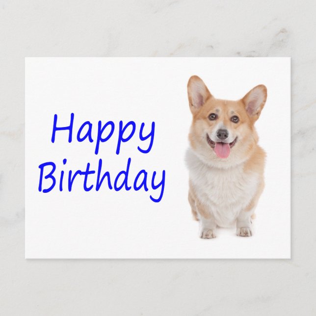 Happy Birthday Pembroke Corgi Puppy Dog Postcard Postkarte (Vorderseite)