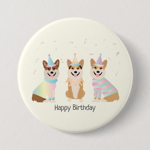 Happy Birthday Pembroke Welsh Corgi Hunde Button
