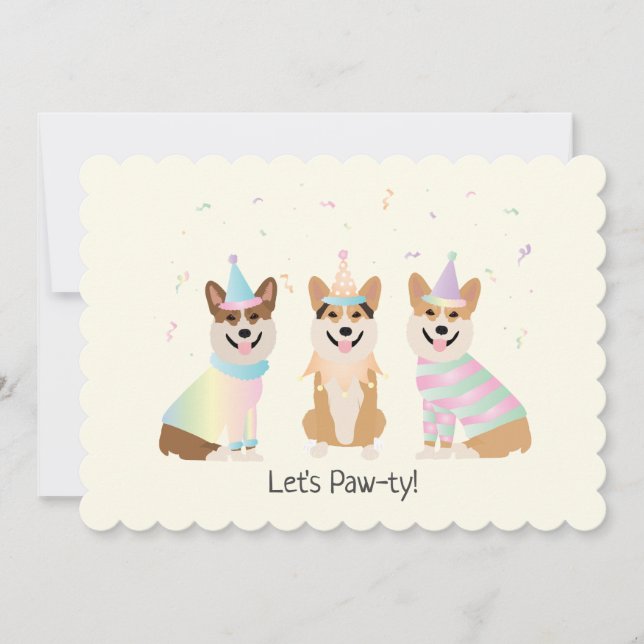 Happy Birthday Pembroke Welsh Corgi Hunde Einladung (Vorderseite)