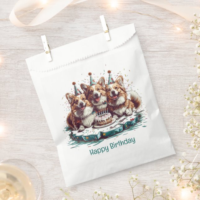 Happy Birthday Pembroke Welsh Corgi Hunde Geschenktütchen (Ausgeschnitten)