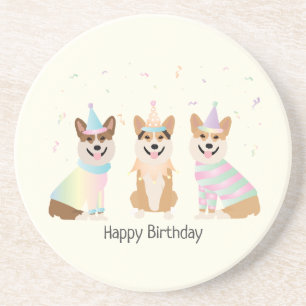 Happy Birthday Pembroke Welsh Corgi Hunde Getränkeuntersetzer