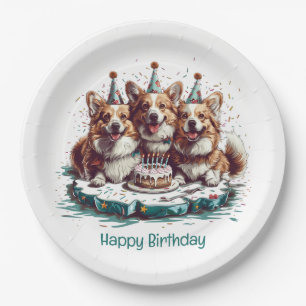 Happy Birthday Pembroke Welsh Corgi Hunde Pappteller