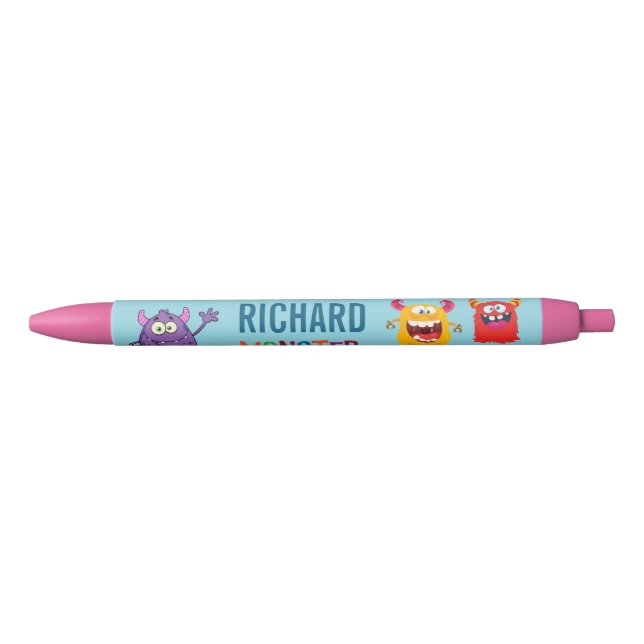 Happy Birthday Pen with FUN Monsters kids Kugelschreiber (Vorderseite)