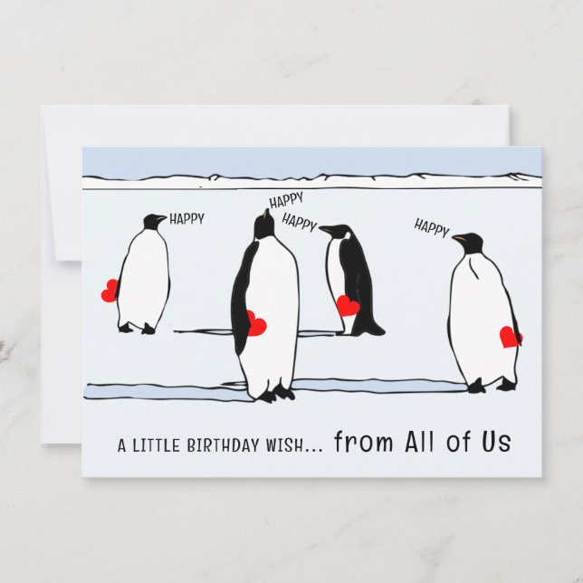Happy Birthday Penguin Winter Bird Cooles Rotes He Karte (Vorderseite)