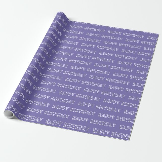 Happy Birthday periwinkle lila Muster modern Geschenkpapier (Ungerollt)