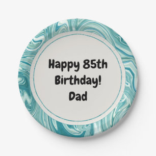 Happy Birthday Personalisieren Sie Blaue Flüssig-M Pappteller